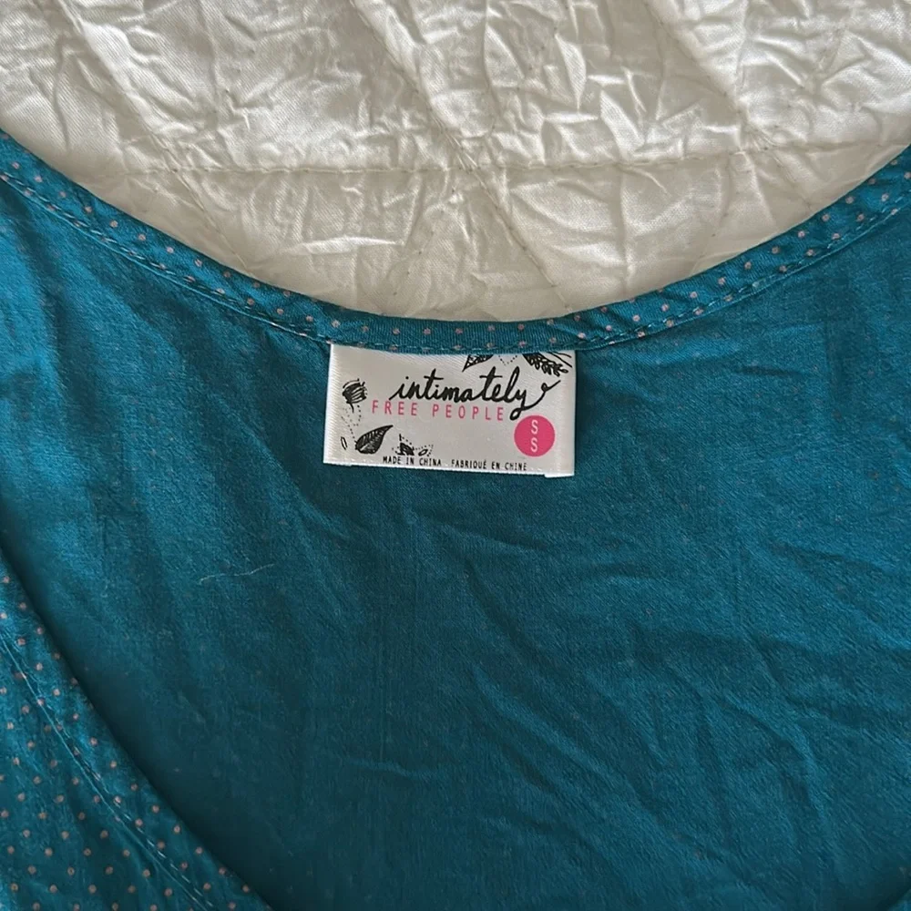 Free people swing lace inset tunic, green combo. - Picture 5 of 5